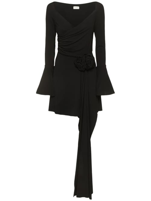 Magda Butrym: Vestido corto drapeado con detalle floral