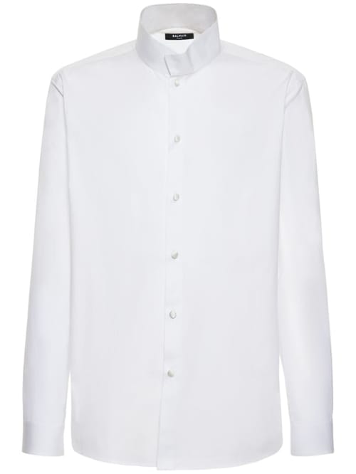 Balmain: 棉质绸缎衬衫