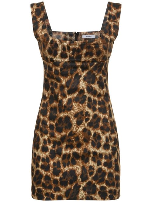 Miaou: Vestido corto de algodón elástico con escote cuadrado