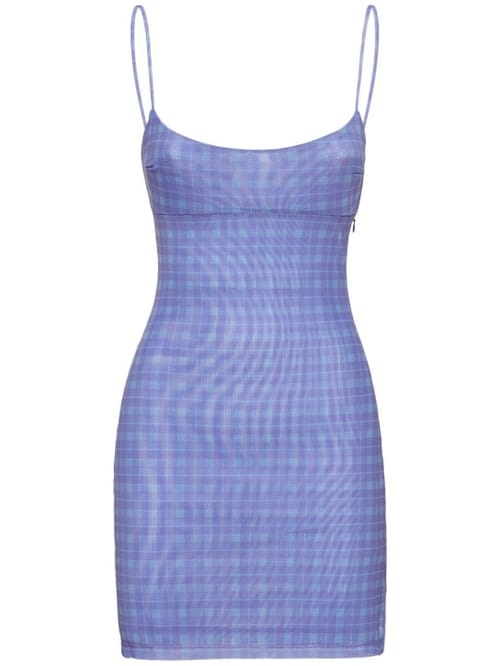 Miaou: Vestido corto de cuadros con tirantes