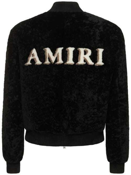 Amiri: 正面拉链剪羊毛飞行员夹克