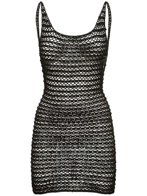Aya Muse: Open-knit mini dress with straps