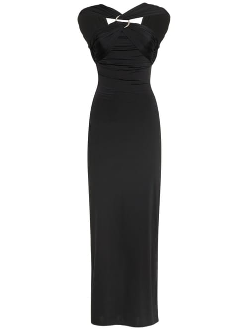 The Attico: Draped maxi dress with ring