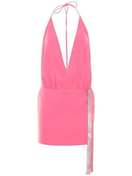 Nué: Robe courte halter à cristaux