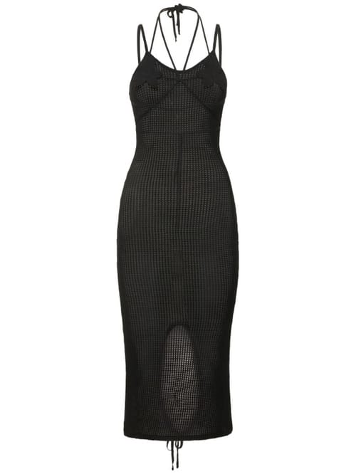 Andreadamo: Open-knit halterneck midi dress