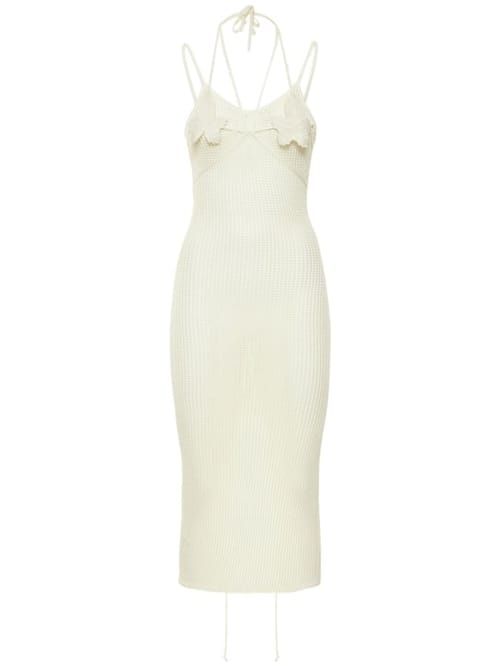 Andreadamo: Open-knit halterneck midi dress