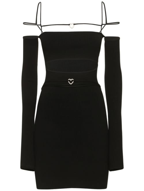 Mach & Mach: Ribbed knit mini dress