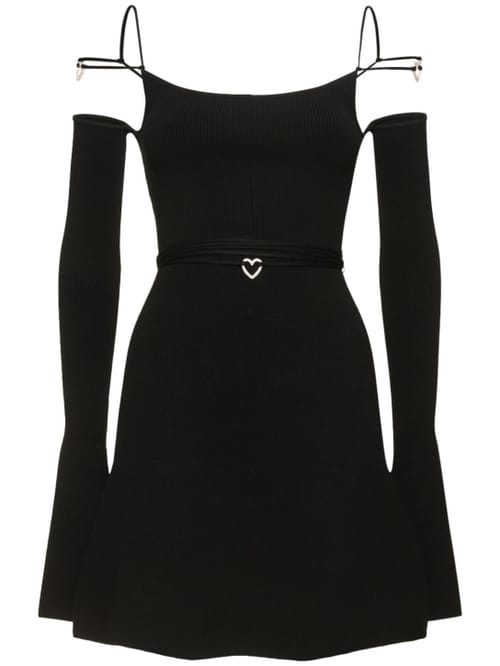Mach & Mach: Robe courte évasée en maille côtelée