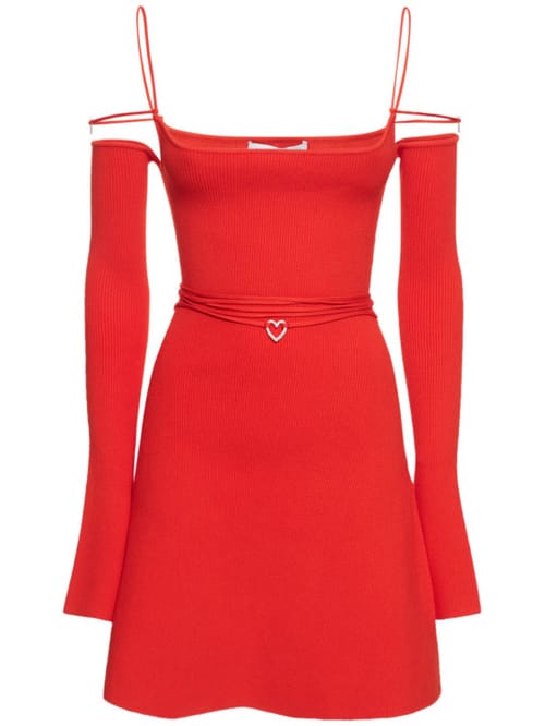 Mach & Mach: Robe courte en maille côtelée avec ceinture