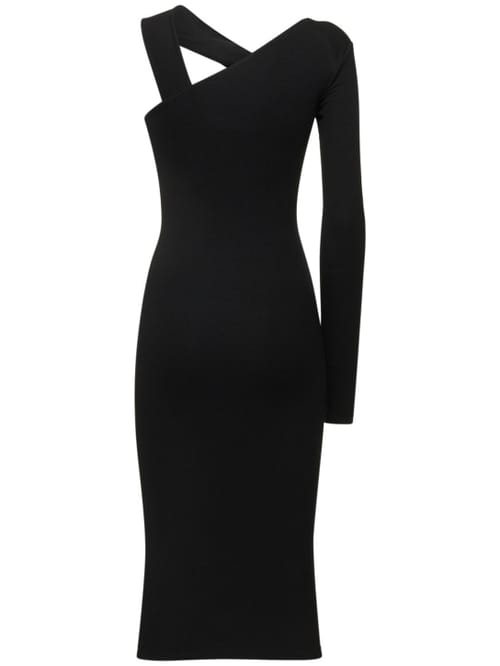 Alix Nyc: One-Shoulder-Midikleid aus Rippstrick