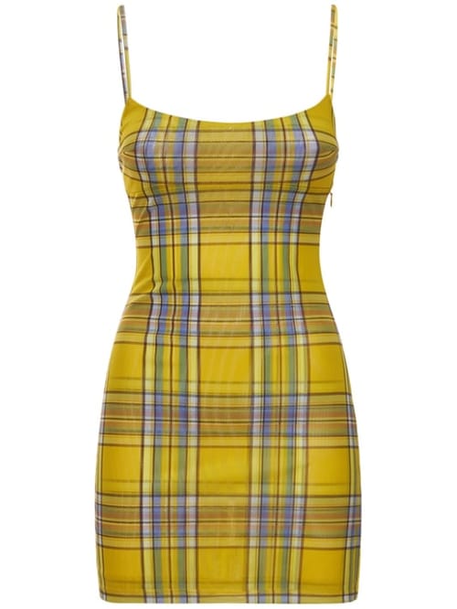 Miaou: Vestido corto de cuadros con tirantes finos