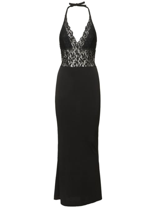 Musier Paris: Vestido largo halter con encaje