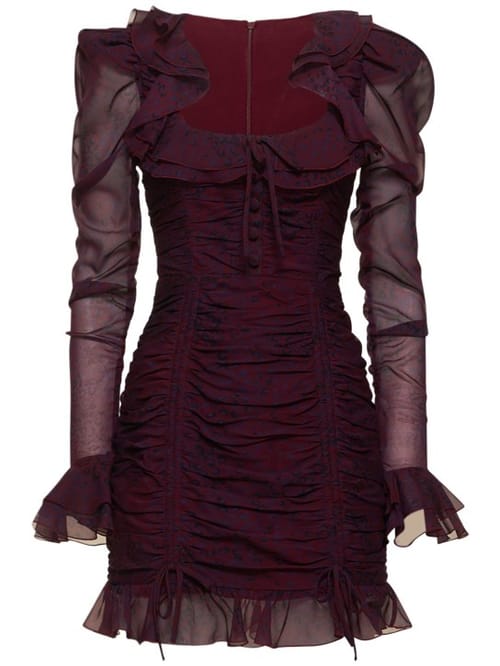 Alessandra Rich: Vestido corto de seda con volantes