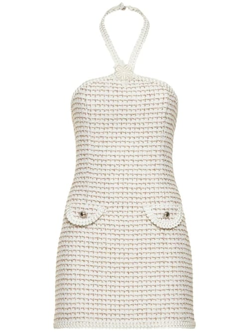 Alessandra Rich: Halterneck mini dress with trims