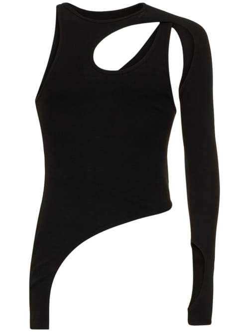 Dion Lee: Ribbed asymmetric cut-out t-shirt