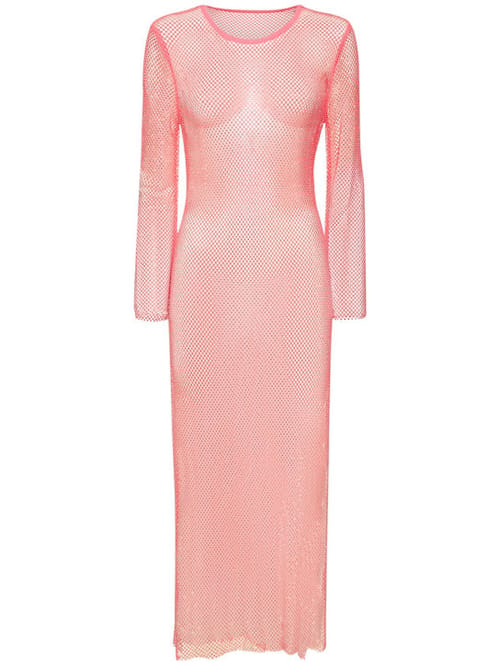 Leslie Amon: Long mesh dress with crystals