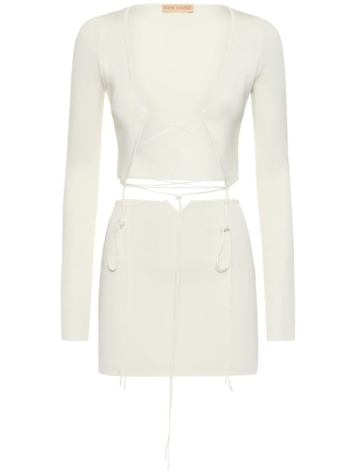 Aya Muse: Cut-out ribbed knit mini dress