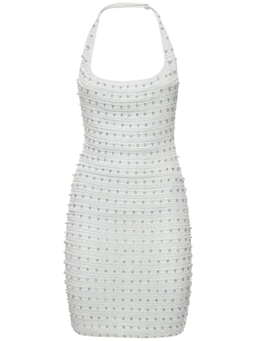 Aya Muse: Halterneck mini dress with crystals
