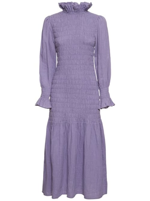 Maria de la Orden: Midikleid aus Baumwolle mit Smokdetails