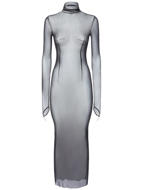 Ann Demeulemeester: High neck stretch tulle maxi dress
