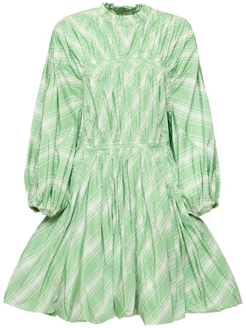 Jil Sander: Vestido de cuadros con mangas abullonadas