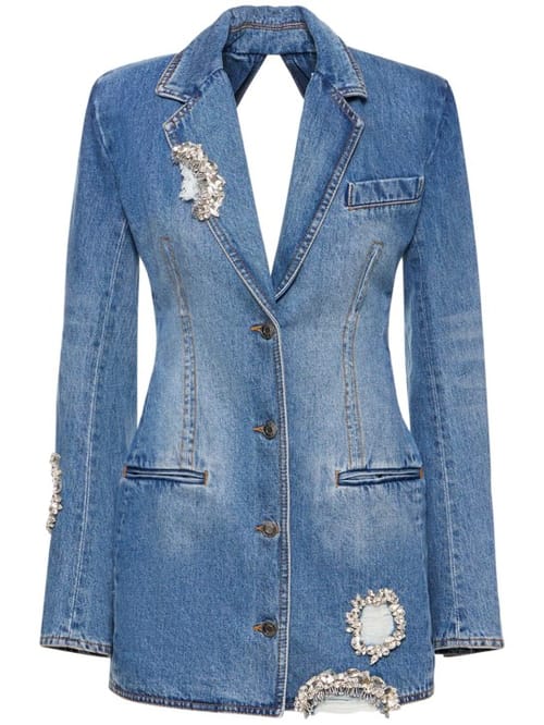 Area: Robe blazer en denim avec cristaux