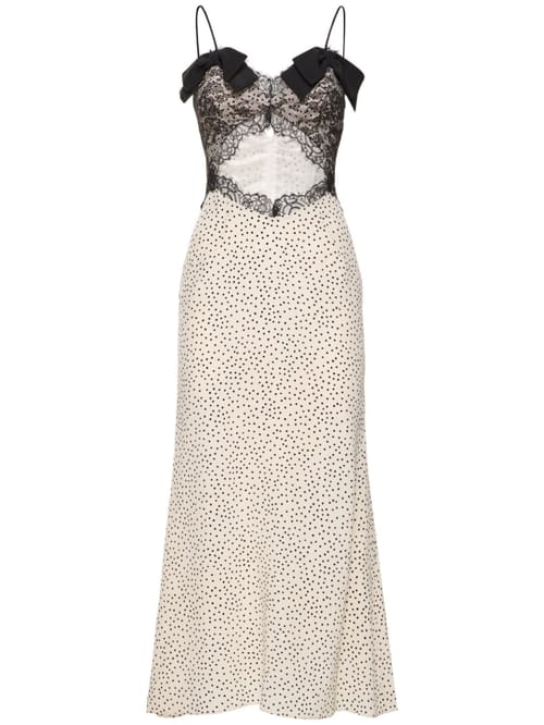 Alessandra Rich: Langes Seidenkleid mit Spitze
