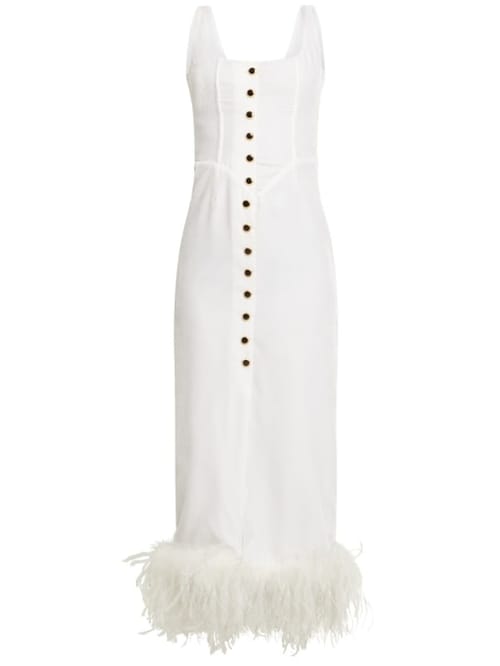 Alessandra Rich: Midikleid mit Saum aus Federn