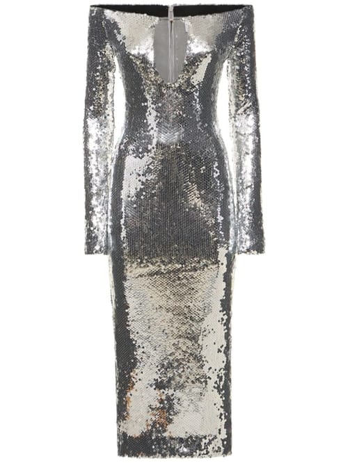 16arlington: Sequined midi dress with cutout