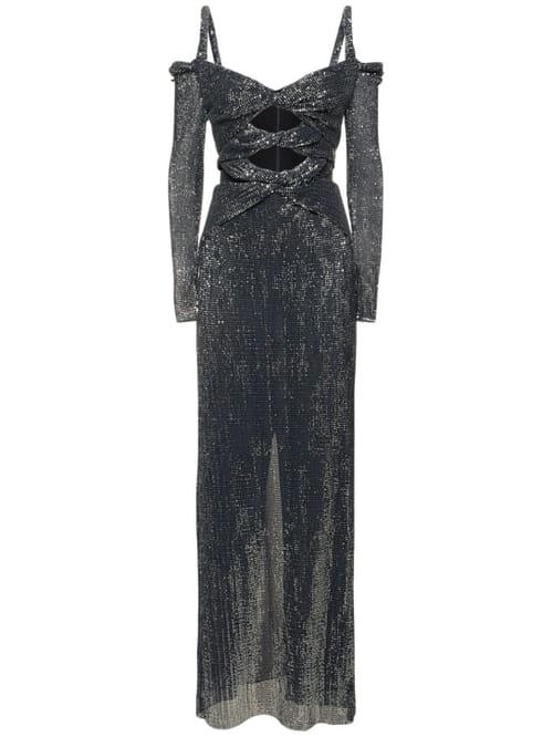 ALTUZARRA: Robe longue à sequins et découpes