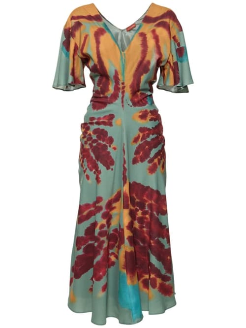 ALTUZARRA: Robe midi en crêpe à col V