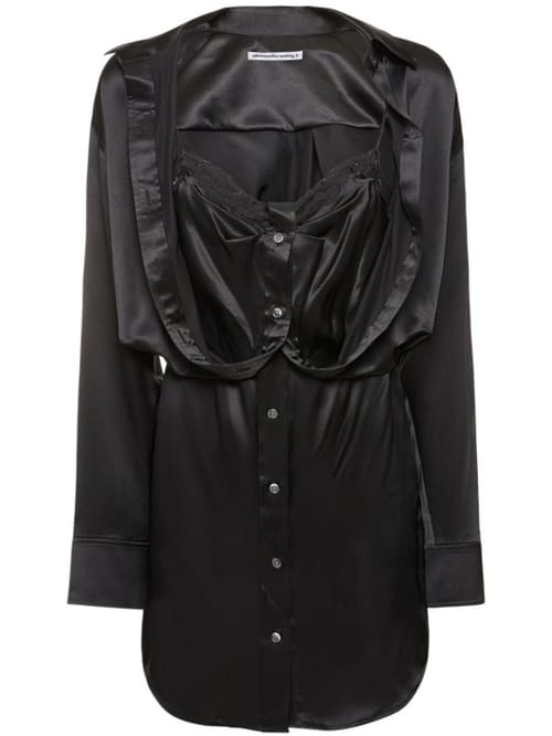 Alexander Wang: Abito a camicia in raso di seta