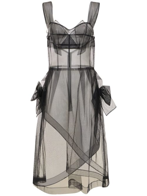 Maison Margiela: Vestito midi in tulle con fiocchi