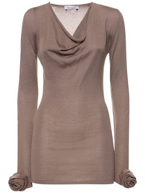 Blumarine: Knit mini dress with roses