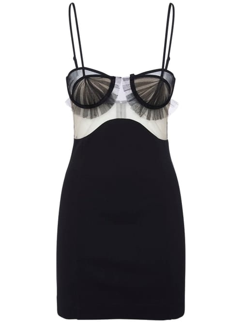Nensi Dojaka: Abito corto bustier con tulle