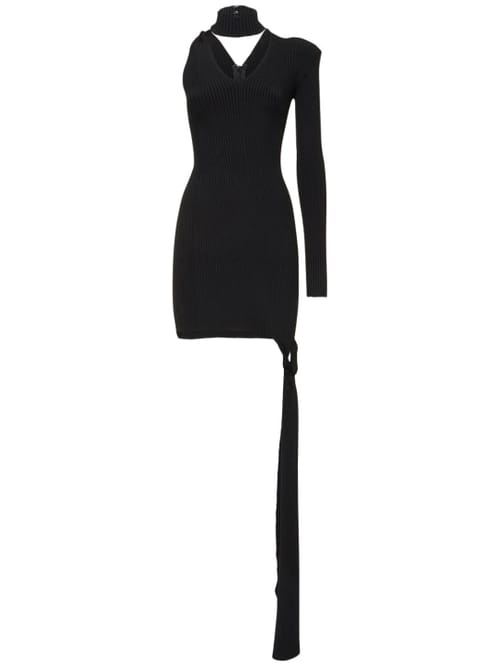 David Koma: Minidress monospalla in maglia a coste