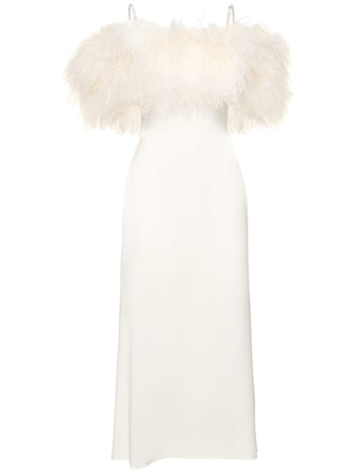 David Koma: Abito midi con piume di struzzo