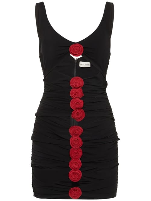 Magda Butrym: Ruched mini dress with floral appliqu s