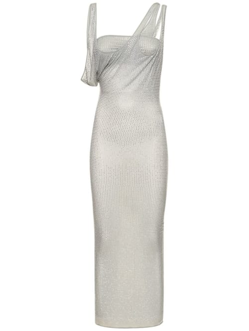 The Attico: Cupro maxi dress with crystals