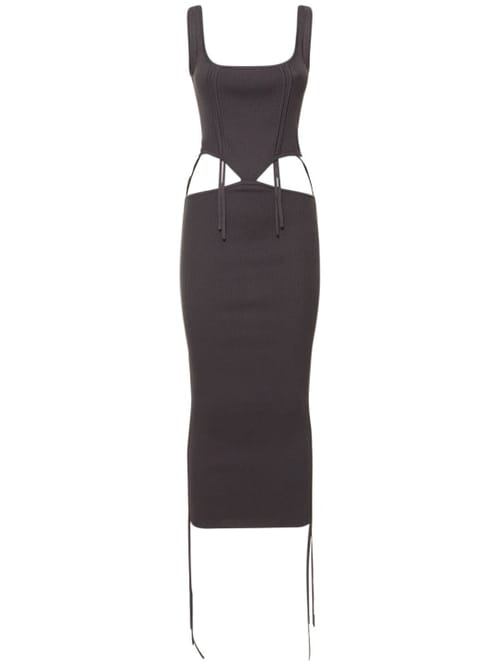 Cannari Concept: Vestido midi acanalado con aberturas
