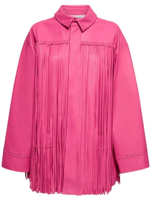 Oscar De La Renta: 流苏皮革长袖衬衫