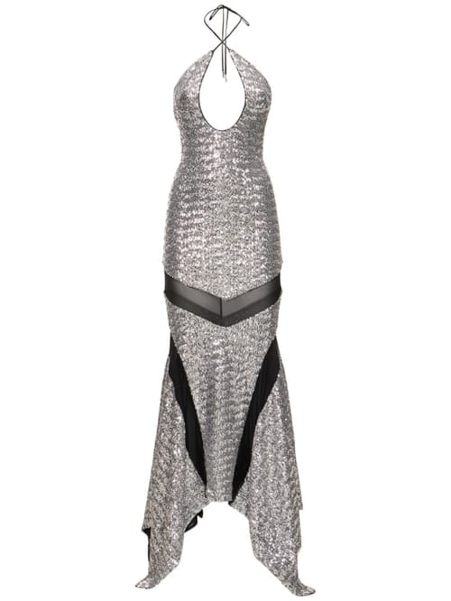 The Attico: Halterneck plunge maxi dress