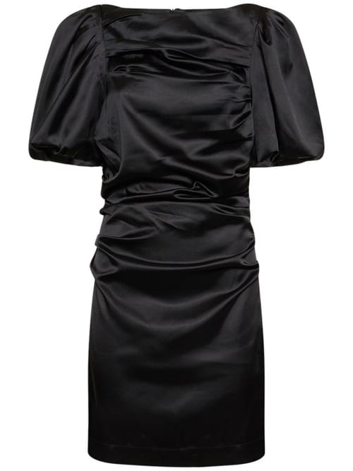 Designers Remix: Abito corto in raso con maniche a sbuffo