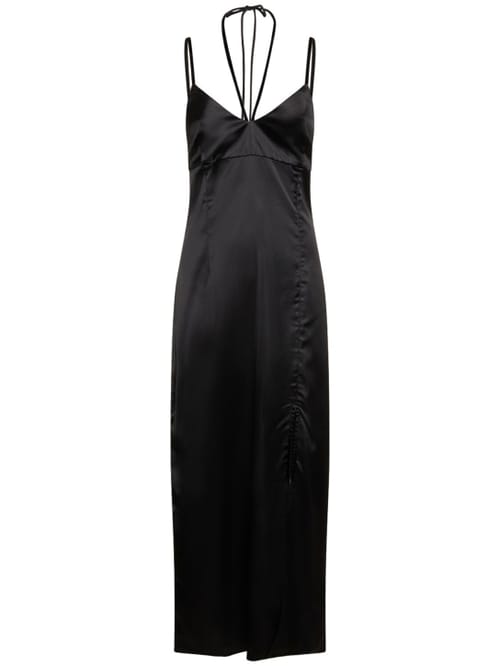 Designers Remix: Abito lungo in raso con spacco