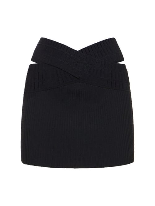 Dion Lee: 交叉罗纹针织粘胶纤维迷你短裙