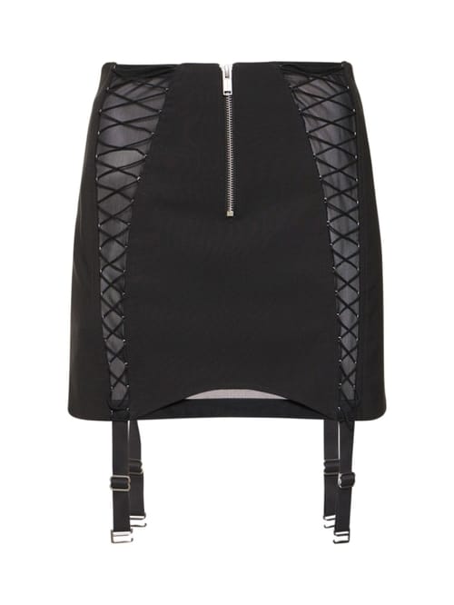 Dion Lee: 羊毛混纺双面布拉链开合迷你短裙
