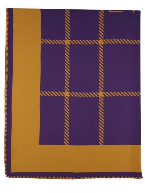 Etro: 格纹羊毛混纺毯子