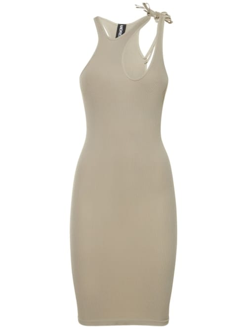 Andreadamo: Ribbed knit cut-out mini dress
