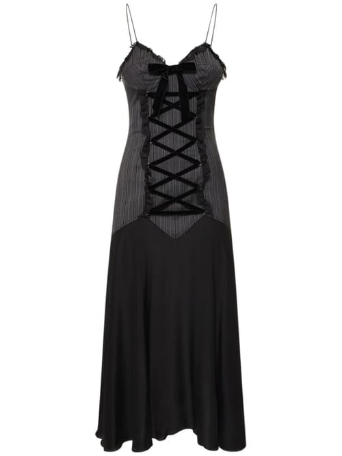 Alessandra Rich: Abito midi in lana vergine con corsetto