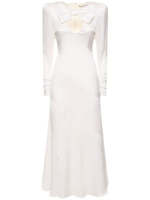 Alessandra Rich: Vestido largo de seda con lazada